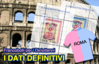 Francobolli per i diciottenni: a Roma la maglia rosa-azzurra