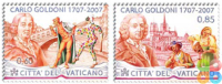 Francobolli e foglietto per i 300 anni dalla nascita di Carlo Goldoni
