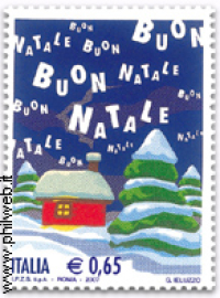 Natale: Madonna con Bambino e paesaggio invernale per i francobolli italiani