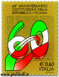 Costituzione Italiana: un francobollo per i suoi 60 anni