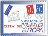 Benedetto XVI protagonista dell'emissione Europa 2008 del Vaticano