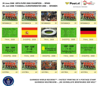 UEFA 2008: la Spagna vincitrice sui francobolli austriaci