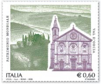 Il patrimonio italiano dell'Unesco: francobolli per Val d'Orcia e Urbino 