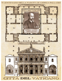 V centenario di Andrea Palladio: francobolli e foglietto dal Vaticano