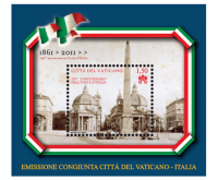 Per il 150° dell'Unità d'Italia, dal Vaticano foglietto e serie di 6 francobolli