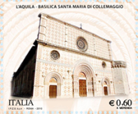 In foglietto la Basilica di Collemaggio all'Aquila